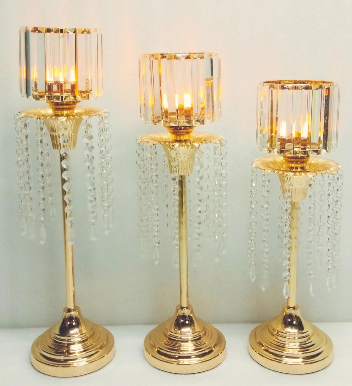 Metal Candle Holder Top Big on Stand 16x61 cm